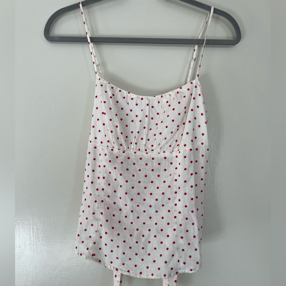 Maeve polka dot linen tank